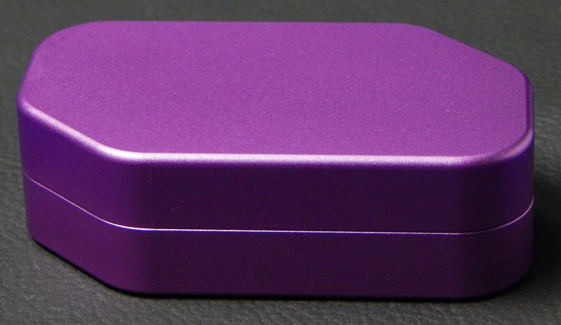 Custom dice box - machined and color anodized aluminium, large purple box closed
