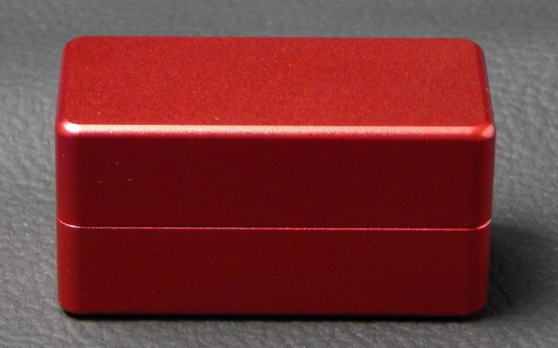 Custom dice box - machined and color anodized aluminium, small red box closed