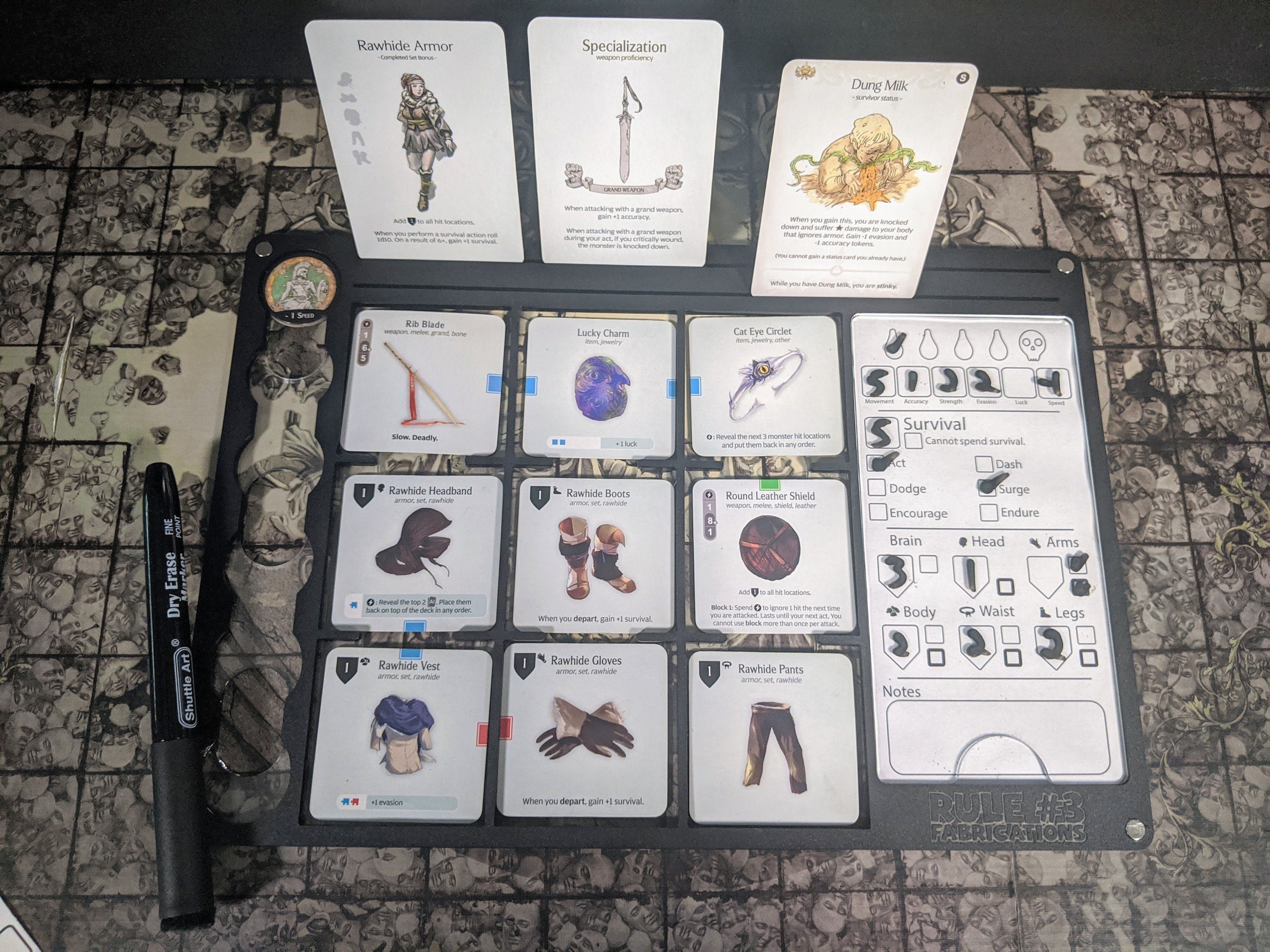 Survivor Panels for Kingdom Death: Monster – Rule 3 Fabrication