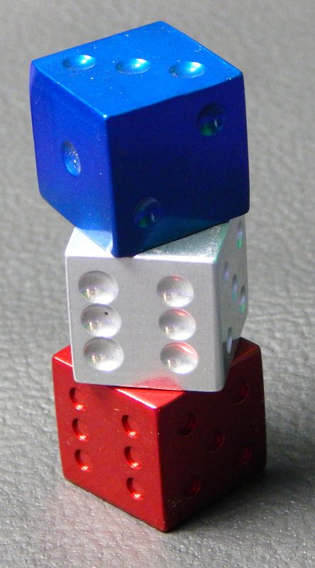 Custom Dice - color anodized aluminium dice Standard pips second