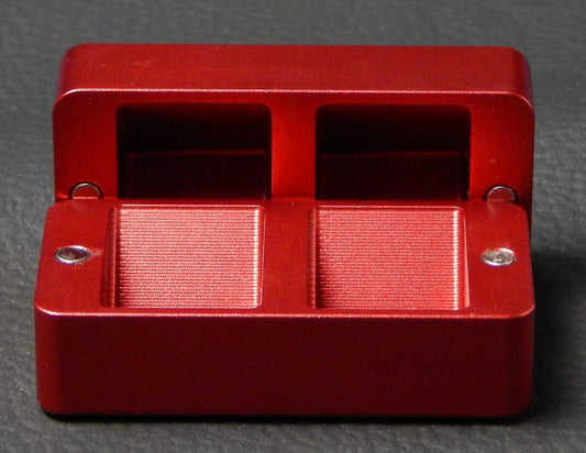 Custom dice box - machined and color anodized aluminium, small red box open